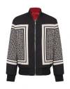 Balmain Monogram-print Reversible Bomber Jacket In Black