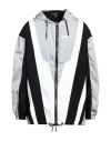 Balmain Color Block Patterned Multicuts Nylon Windbreaker In Grey