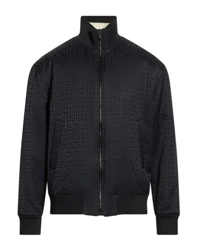 Balmain Man Jacket Midnight Blue Size 38 Viscose, Virgin Wool, Polyamide, Elastane, Polyester In Black