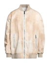 Balmain Man Jacket Sand Size 40 Cotton, Polyester, Polyamide, Elastane In Beige