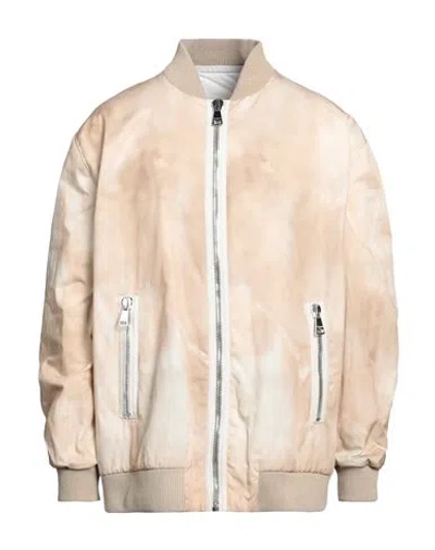 Balmain Man Jacket Sand Size 40 Cotton, Polyester, Polyamide, Elastane In Beige