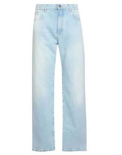 Balmain Man Jeans Blue Size 32 Cotton In White