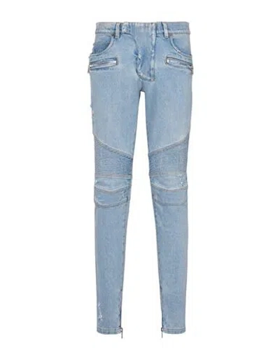 Balmain Biker Mid-rise Skinny Jeans In Blue