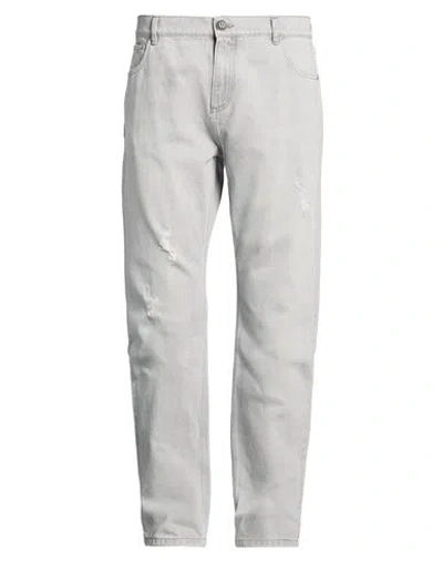 Balmain Man Jeans Light Grey Size 33 Cotton In White