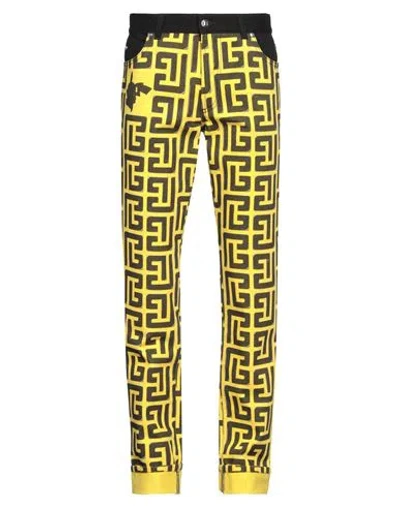 Balmain Man Jeans Yellow Size 31 Cotton
