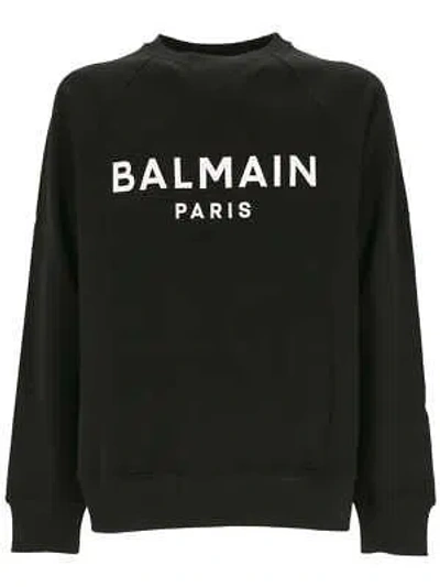 Pre-owned Balmain Man Noir/blanc Sweater - Ch1jq005bb65 100% Original