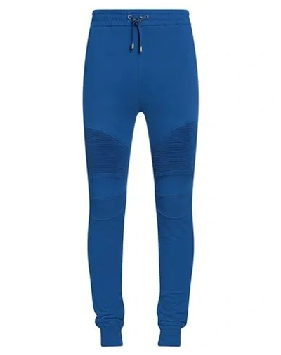 Balmain Man Pants Bright Blue Size L Cotton, Elastane In Blue