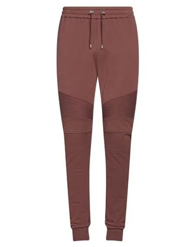 Balmain Man Pants Chocolate Brown Size L Cotton, Elastane In Brown