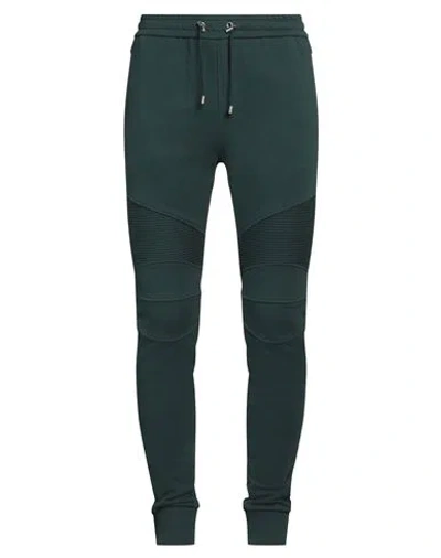 Balmain Man Pants Dark Green Size M Cotton, Elastane In Green