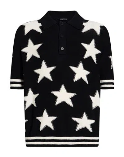 Balmain Man Polo Shirt Black Size L Cotton, Lyocell, Polyamide