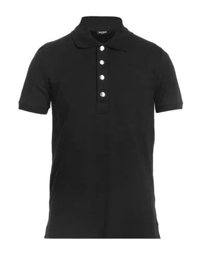 BALMAIN BALMAIN MAN POLO SHIRT BLACK SIZE M COTTON, ELASTANE