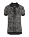 Balmain Monogram Pattern Polo With Classic Collar In Black