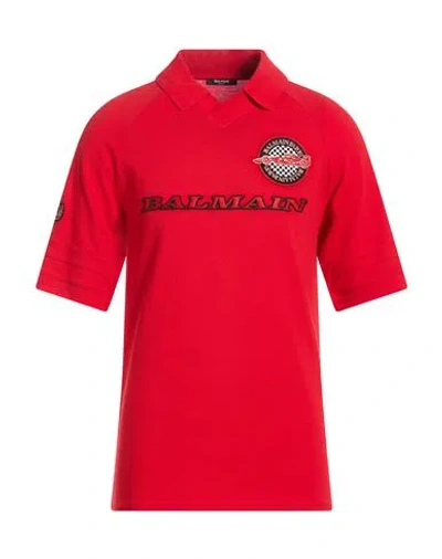 Balmain Man Polo Shirt Red Size Xs Cotton