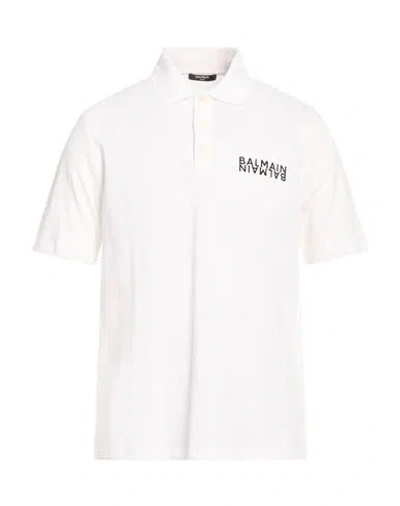 Balmain Man Polo Shirt White Size L Cotton