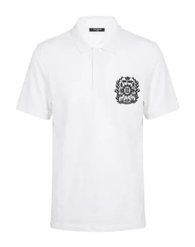 Balmain Man Polo Shirt White Size Xl Cotton