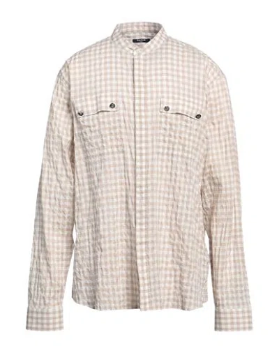 Balmain Man Shirt Beige Size 16 ½ Cotton, Elastane