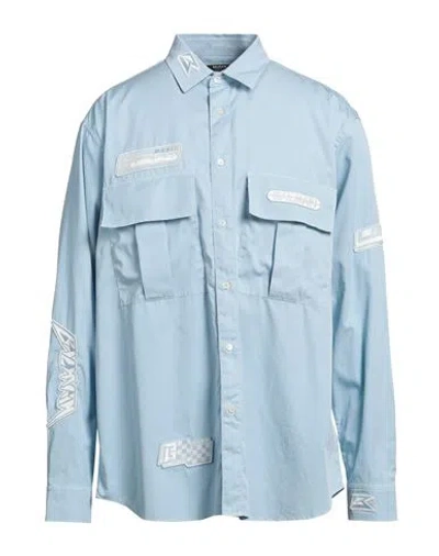 Balmain Man Shirt Sky Blue Size 16 Cotton