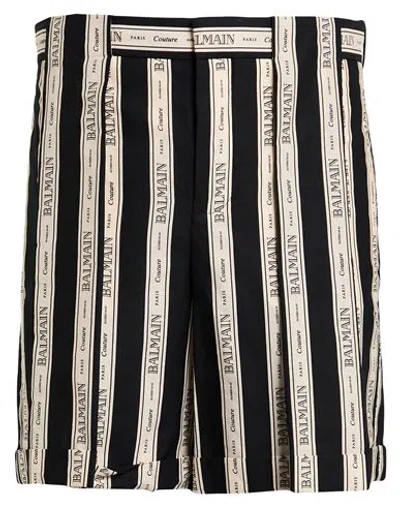 Balmain Man Shorts & Bermuda Shorts Black Size 36 Cotton In Multi