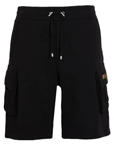 Balmain Man Shorts & Bermuda Shorts Black Size M Cotton, Elastane