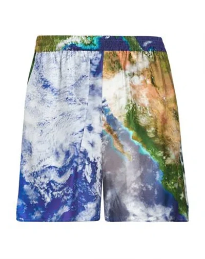 Balmain Man Shorts & Bermuda Shorts Blue Size L Silk