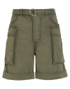 Balmain Belted Cargo Shorts In Green