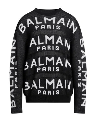 Balmain Man Sweater Black Size L Cotton, Polyamide, Elastane