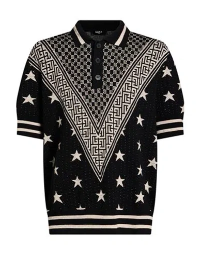 Balmain Man Sweater Black Size L Wool, Linen, Polyamide