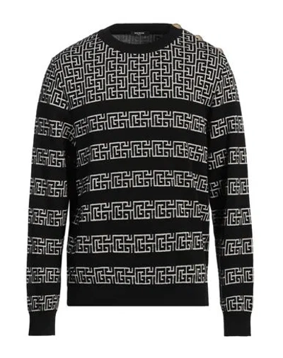 Balmain Man Sweater Black Size M Merino Wool, Linen, Polyamide