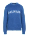 Balmain Maglione In Misto Lana Blu Elettrico   Uomo In Blue