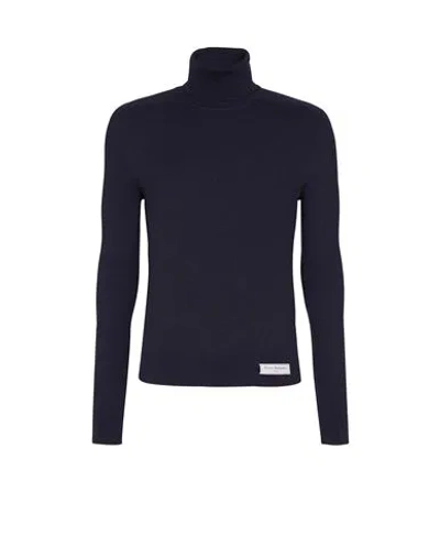 Balmain Man Sweater Blue Size S Merino Wool In Blue
