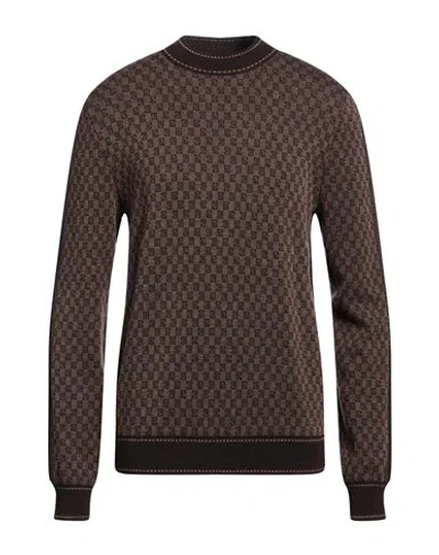 Balmain Man Sweater Dark Brown Size L Merino Wool