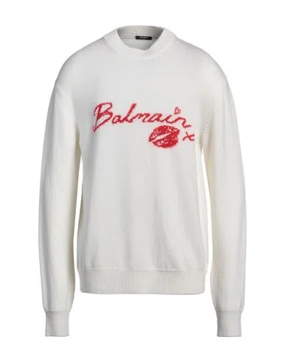 Balmain Man Sweater White Size L Virgin Wool, Mohair Wool, Polyamide