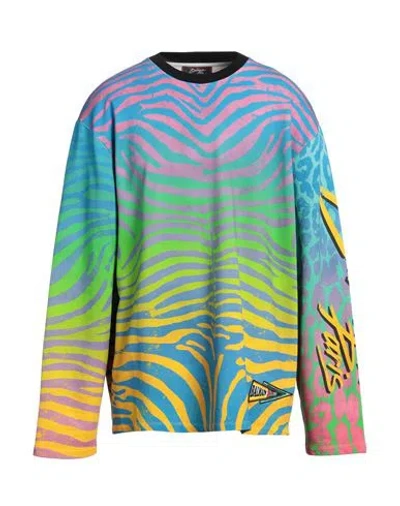 Balmain Man Sweatshirt Azure Size L Cotton, Elastane In Blue