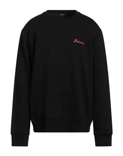 Balmain Man Sweatshirt Black Size L Cotton, Elastane