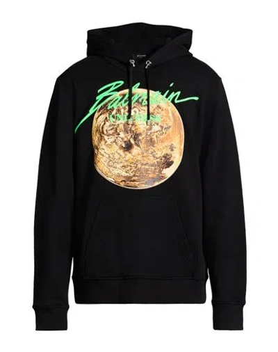 Balmain Man Sweatshirt Black Size L Cotton, Elastane