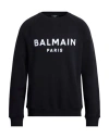 Balmain Foil Print Logo Cotton Sweatshirt In Black