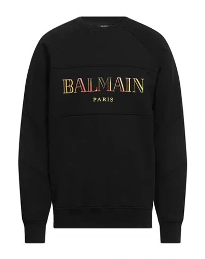Balmain Man Sweatshirt Black Size S Cotton, Elastane