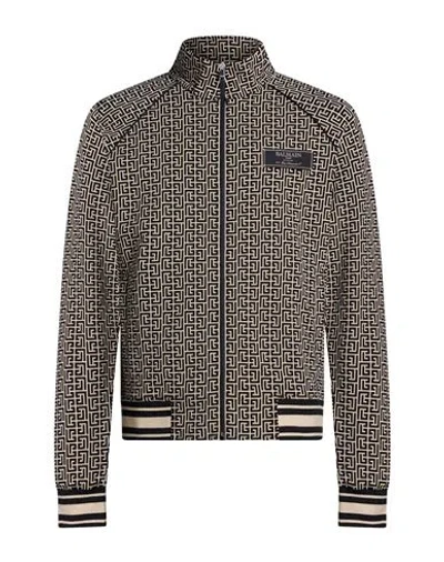 Balmain Man Sweatshirt Black Size S Cotton, Elastane