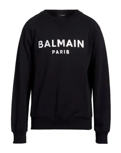 Balmain Man Sweatshirt Black Size Xl Cotton, Elastane