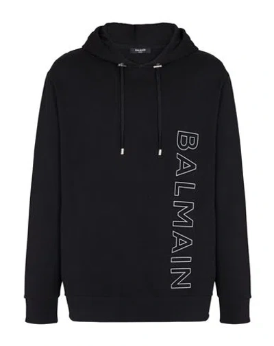 Balmain Logo-embossed Cotton Hoodie In Navy