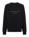 Balmain Flocked & Foiled Logo Sweatshirt In Gold