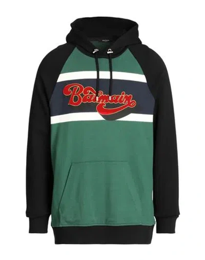 Balmain Man Sweatshirt Green Size M Cotton
