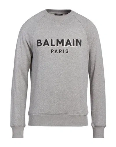 Balmain Man Sweatshirt Grey Size Xl Cotton In Gray