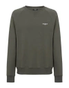 Balmain Cotton Crew Neck Sweatshirt With Moon Sleeve In Beige