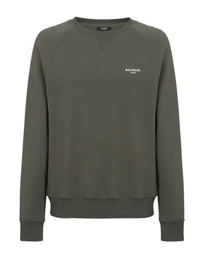 Balmain Man Sweatshirt Khaki Size L Cotton In Black