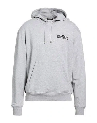Balmain Man Sweatshirt Light Grey Size L Cotton In Gray
