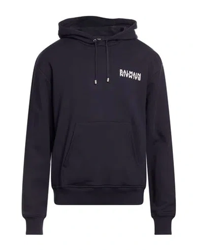 Balmain Man Sweatshirt Navy Size L Cotton In Blue