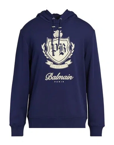 Balmain Man Sweatshirt Navy Size Xl Cotton