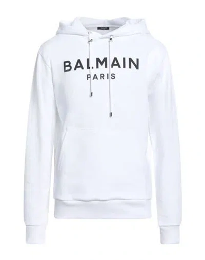 Balmain Man Sweatshirt White Size L Cotton, Elastane