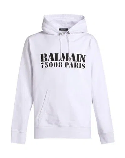 Balmain Man Sweatshirt White Size L Cotton, Elastane